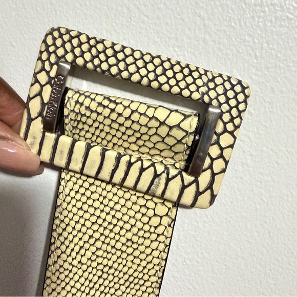 Calvin Klein Cream and Black Snake leather Belt S/M - Picture 4 of 6